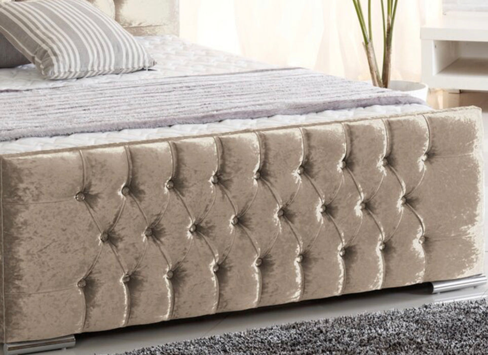 FREE Mattress Buy Tara Upholstered Sleigh Bed Frame GET DUAL TURN MATTRESS FREE