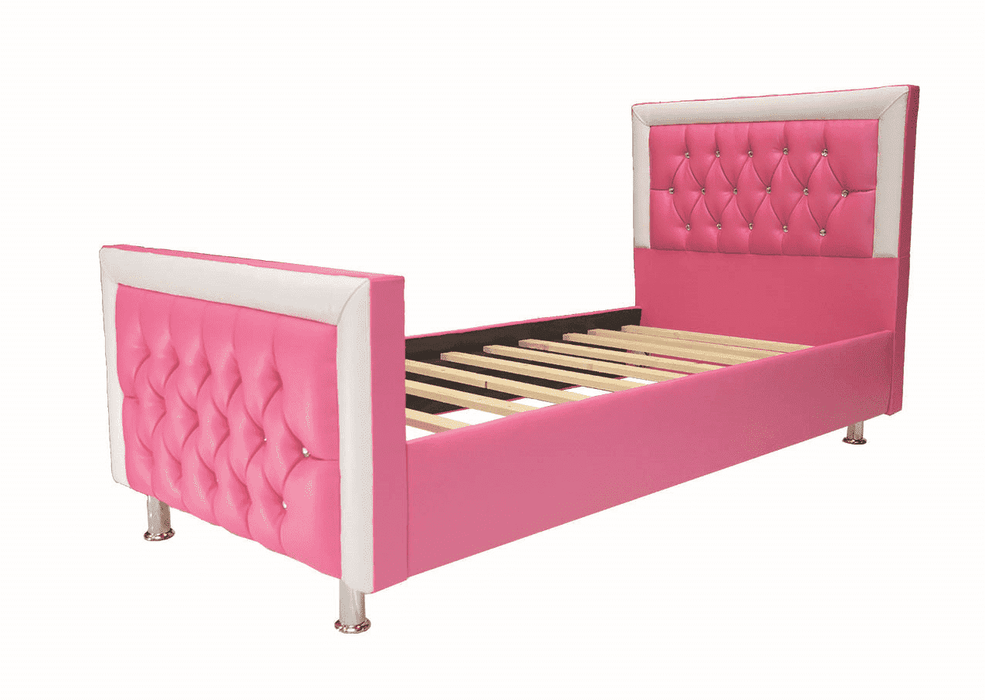Pink Sleigh Bed – Leather Faux