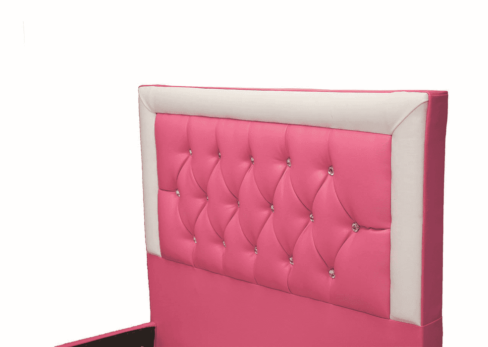Pink Sleigh Bed – Leather Faux
